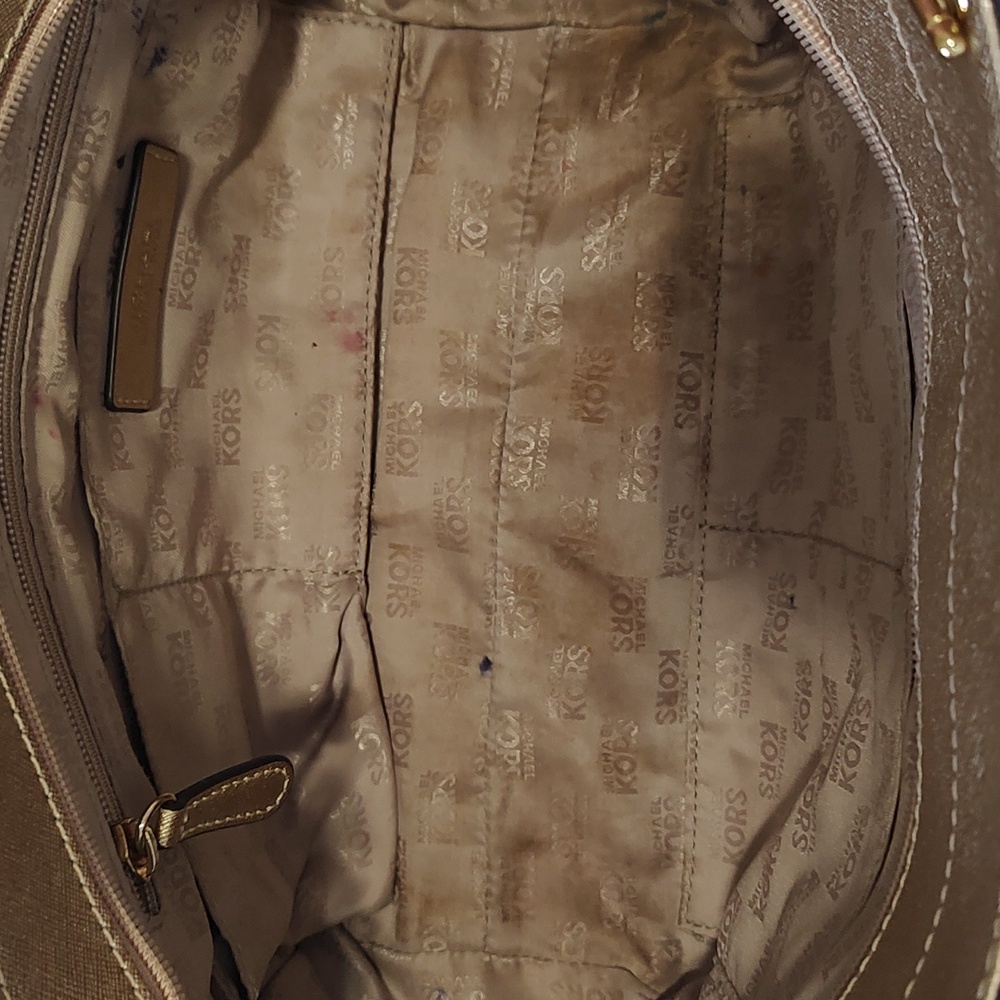 Matching 2 PC Michael Kors Gold colored Handbag and Wallet - Picture 5 of 13